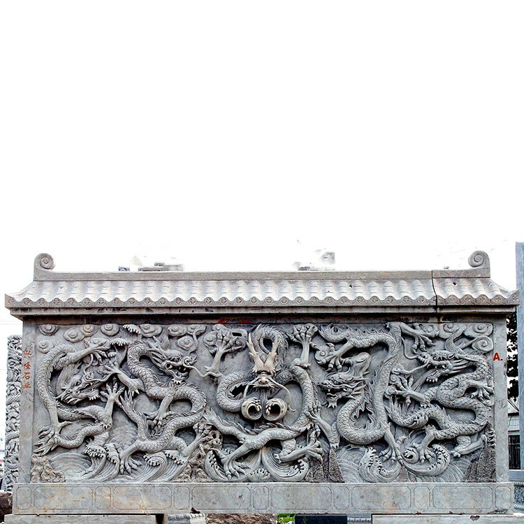 城市广场石壁画 大型石雕文化墙 九龙壁 雕刻安装