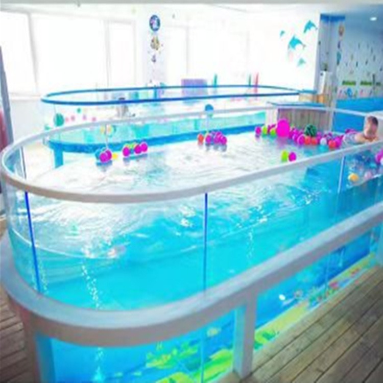 廠家定制大型鋼化玻璃池 嬰幼兒游泳池免費安裝 透明沖浪浴缸廠商用