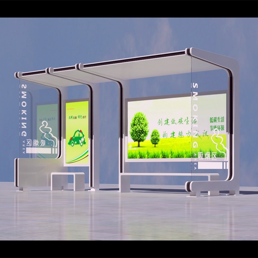 上海闵行区 【华鼎HD】新款智能智能公交候车亭多画面展示 公交站台广告灯箱广告牌